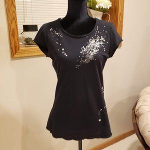 The Limited Perfect Tee Black Embellished T-Shirt Size M